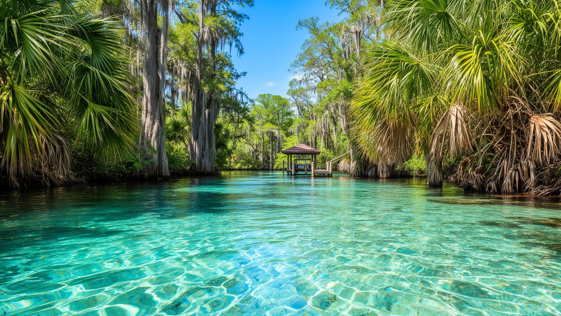 Crystal-clear Silver River from water level